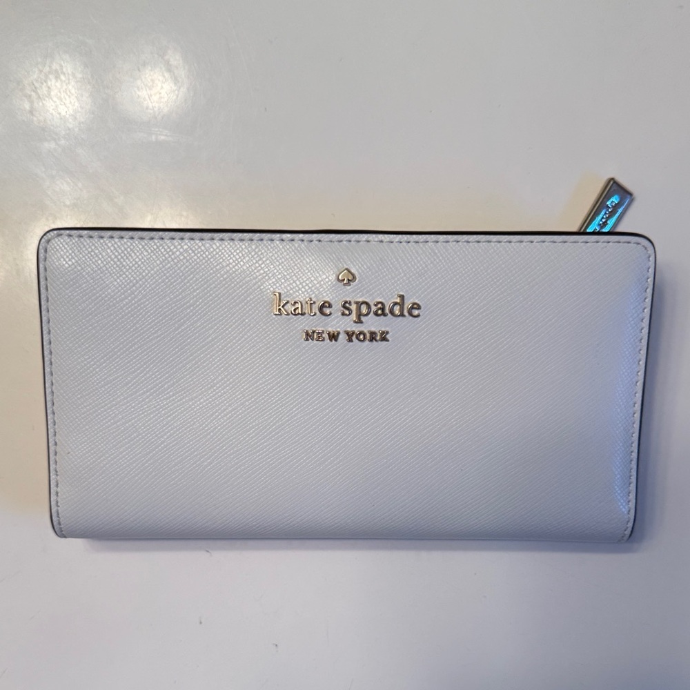 Kate Spade White Wallet with Gold Accents